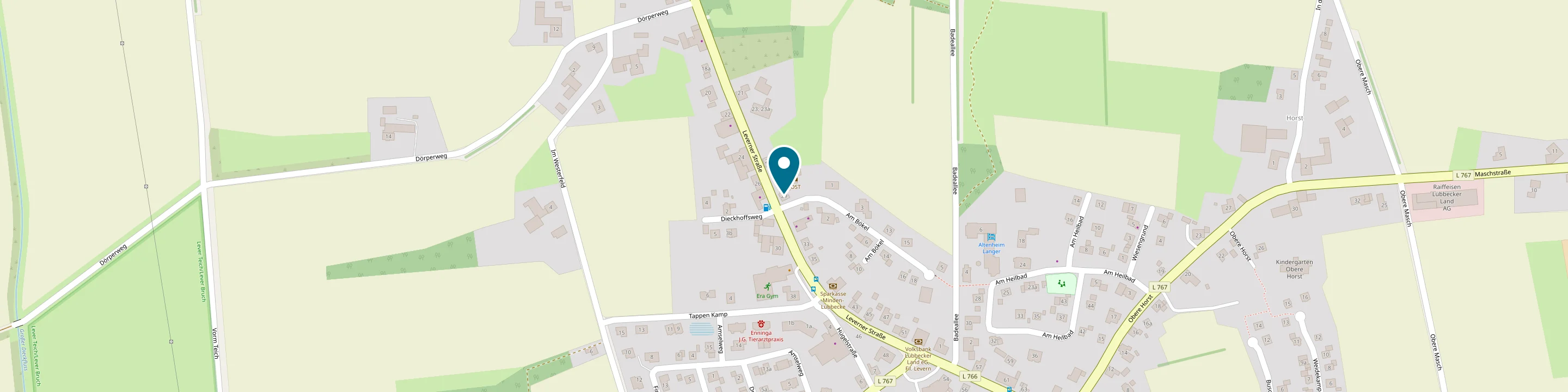 Karte: Lage des Standorts Levern, Leverner Straße 29, 32351 Stemwede-Levern