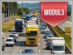 Modul 3: dichter Lkw-Verkehr auf der Autobahn